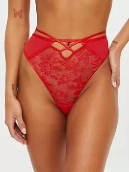 Image of Ann Summers Knickers The Ariel High Waist Brazilian - Bright Red, Bright Red, Size 14, Women
