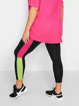 Image of Yours Colour Clash Active Legging Pink/green, Black, Size 16, Women