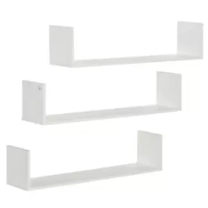 Image of Homcom Set Of 3 Wooden Floating Shelves Wall Mount Cd DVD Storage Display White