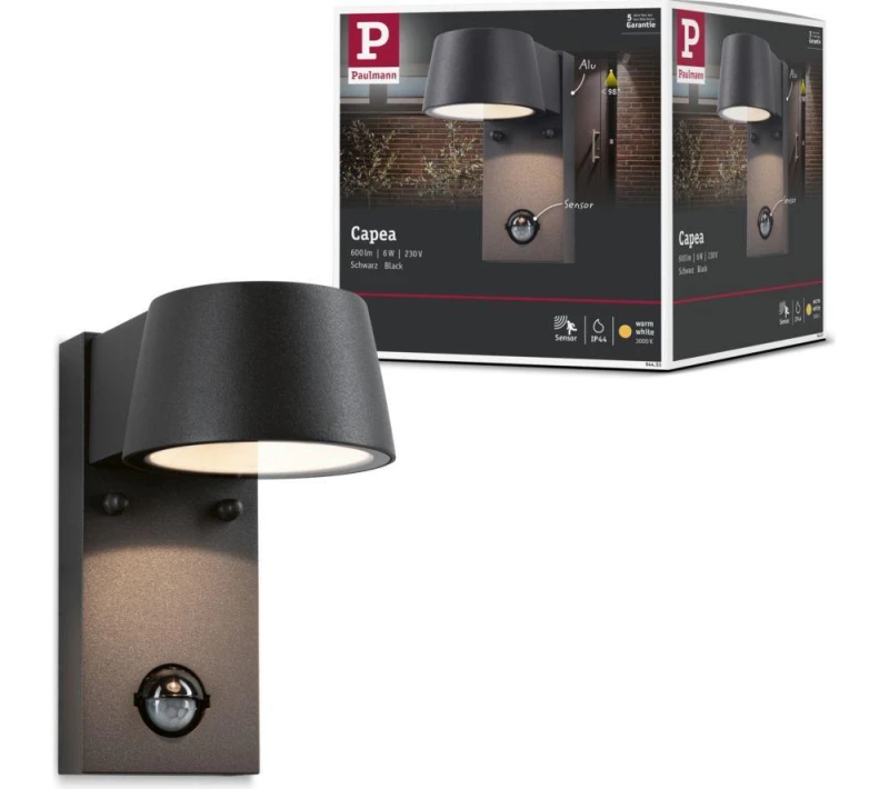 Image of PAULMANN Capea Outdoor LED Wall Light with Motion Sensor - Anthracite 4000870944530