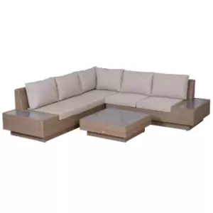 Image of Outsunny 4Pc Rattan Sofa Set Garden Furniture Coffee Table Chairs Conservatory - Brown/Beige