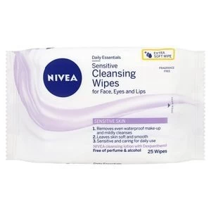 Image of Nivea Daily Essentials Wipes Sensitive 25s