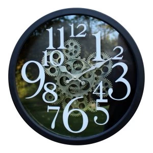 Image of Black Metal Gear Style Clock, 38cm