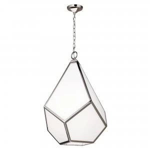 Image of 4 Light Large Diamond Ceiling Chandelier Pendant Light Polished Nickel, E27
