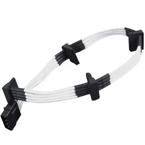 Image of Silverstone 4-pin Molex to 4x SATA 30cm Extension - White