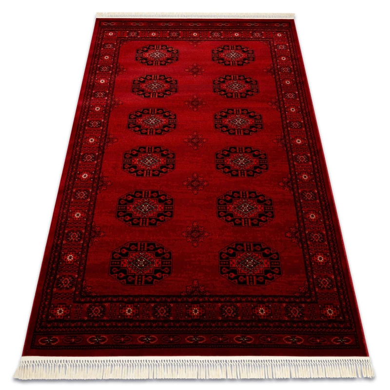 Image of RugsX Orient 6871 Carpet Burgundy / Black Frame, Classic, Ornament, With Fringes 150X230 Cm