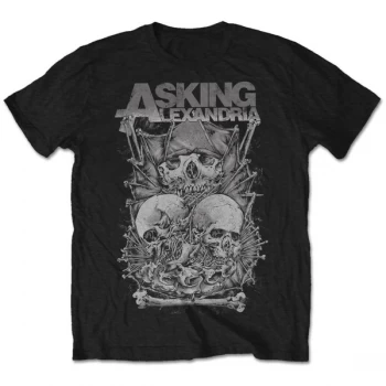 Image of Asking Alexandria - Skull Stack Unisex Small T-Shirt - Black