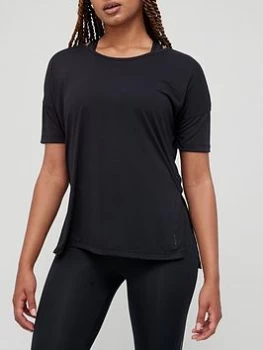 Image of Nike Yoga Layer Short Sleeve T-Shirt - Black Size M Women