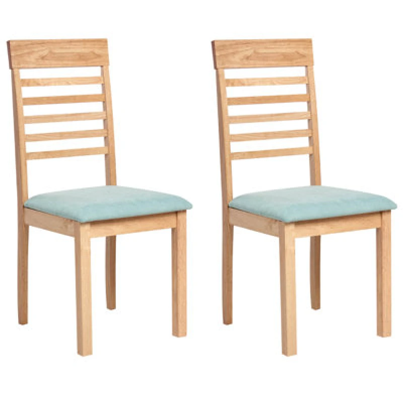 Image of Beliani Set Of 2 Dining Chairs Ortley Wood Light Brown/ Mint