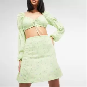 Image of Missguided Floral Print Shirred Crinkle Mini Skirt - Multi