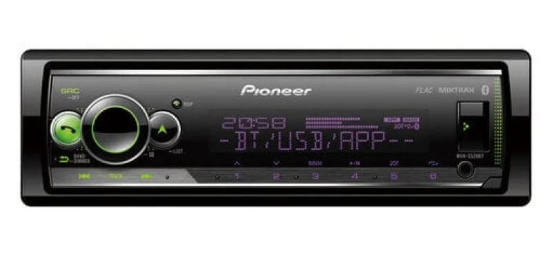 Image of Pioneer MVH-S520BT Single Din Mechless Player with Bluetooth multi colour illumination USB and Spotify