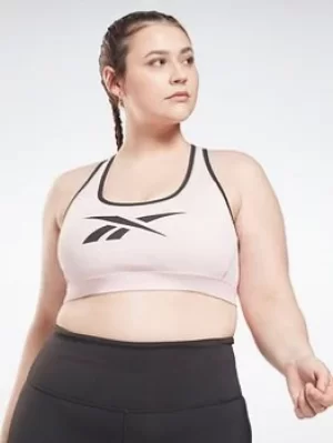 Image of Reebok Lux Racer Medium-impact Sports Bra (plus Size), Black, Size 2X, Women