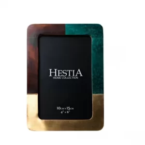 Image of Hestia Malachtite Green, Brown & Gold Resin Photo Frame 4x6"