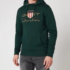 Image of Gant Mens Archive Shield Hoodie - Tartan Green - M