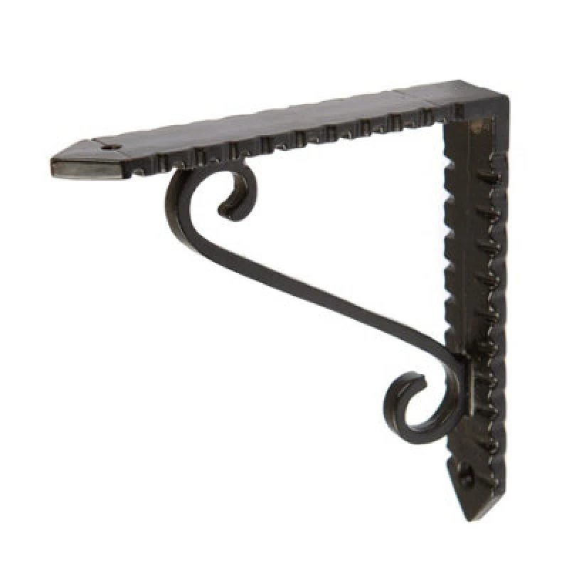 Image of Hammer and Tongs Hammer & Tongs Notched Scroll Iron Shelf Bracket - D105mm - Black