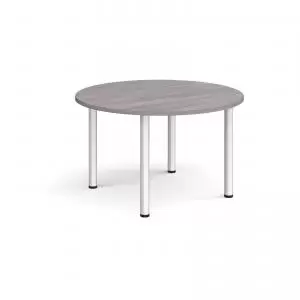 Image of Circular silver radial leg meeting table 1200mm - grey oak