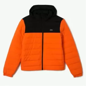 Image of Lacoste Padded Hood Jacket - Orange