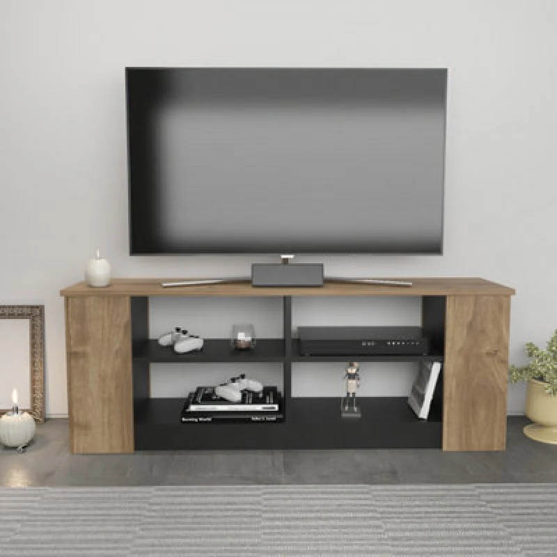 Image of Decorotika Space TV Stand TV Unit For Tvs Up To 55" Walnut And Black
