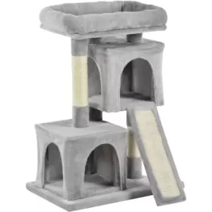 Image of Pawhut - Cat Tree for Indoor Cats Activity Center Kitten Scratching Post Climbing Tower Grey 59 x 39 x 83 cm