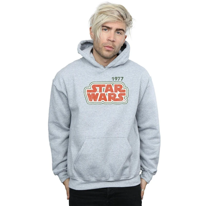 Image of Star Wars Star Wars Men Retro Outline Hoodie in Grey Size: Small Grey S Male 5057981324149