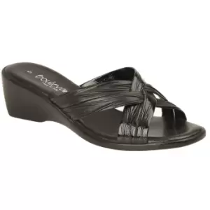 Image of Boulevard Womens/Ladies X Over Mule Sandals (7 UK) (Black Matt/Patent)