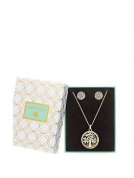 Image of Jon Richard Gold Plated Crystal Tree Of Life Shaker Necklace and Earring Set