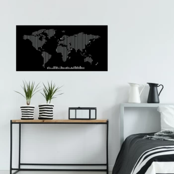 Image of World Map Metal Decor 8 - Black Decorative Metal Wall Accessory