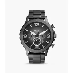 Image of Fossil Mens Nate Chronograph Smoke Stainless Steel Watch - Gray