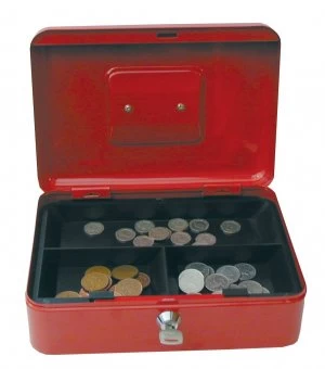 Image of Value 25cm 10" key lock Metal Cash Box Red