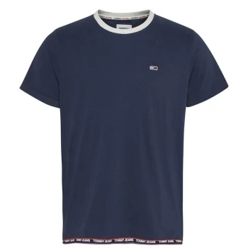 Image of Tommy Jeans Tape Hem T Shirt - Navy C87