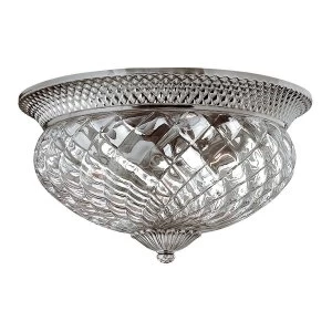 Image of 3 Light Large Semi Flush Ceiling Light Polished Antique Nickel, E27