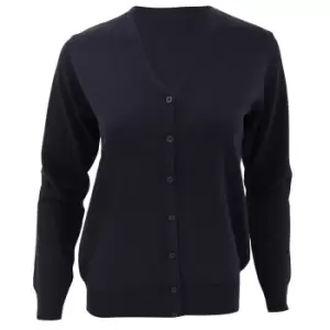 Image of Kustom Kit Womens V-Neck Cardigan / Ladies Knitwear (8) (Navy Blue)