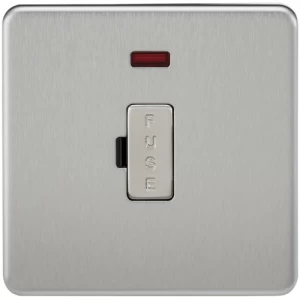 Image of KnightsBridge 13A Screwless Brushed Chrome Fused Spur Connector Unit with Neon