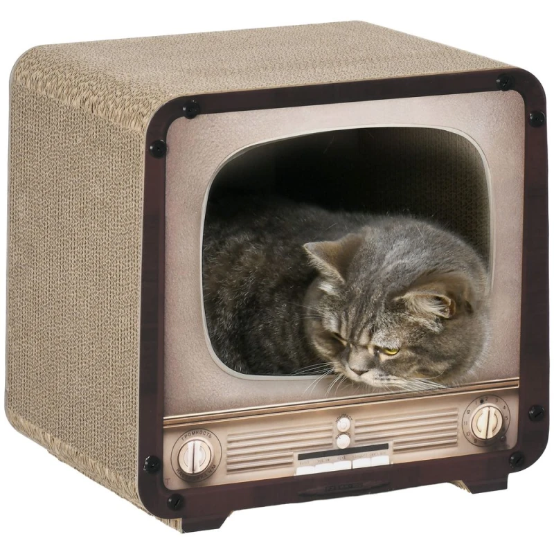 Image of PawHut Pawhut - tv Shape Cat Scratching Board with Catnip, for Indoor Cats, Brown 5056725557294
