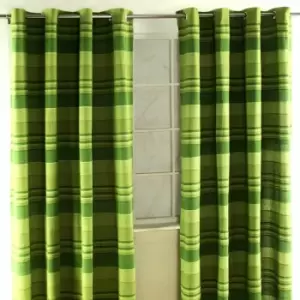 Image of Homecapes Cotton Morocco Striped Green Curtains 167 x 228cm - Green