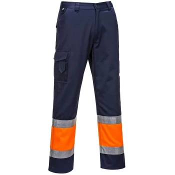 Image of E049ONRS - sz S Hi-Vis Two Tone Combat Trousers - Orange/Navy - Portwest