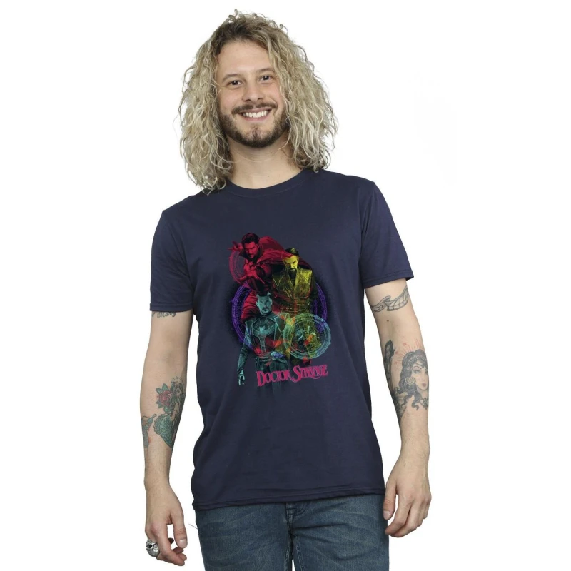 Image of Marvel Marvel Men Doctor Strange Rainbow T-Shirt in Navy Size: Small Navy S Male 5059934256880
