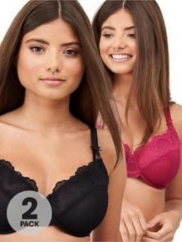 Image of Dorina Mia 2 Pack Curves Non Padded Bra - Black/Purple