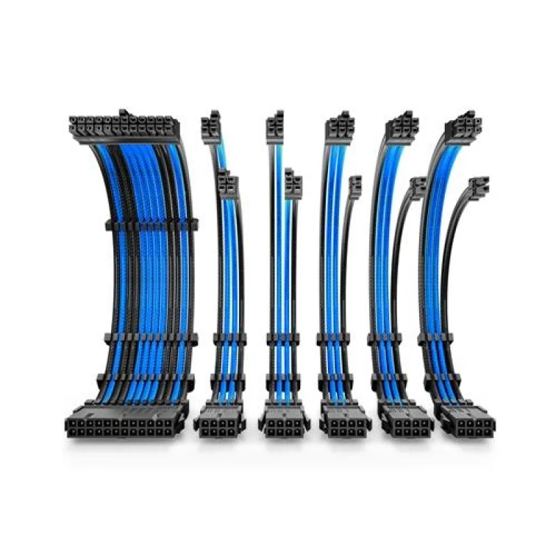 Image of Antec Antec Black/Blue PSU Extension Cable Kit - 6 Pack (1x 24 Pin 2x 4+4 Pin 3x 6+2 Pin) 0-761345-77716-2