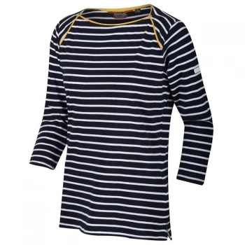 Image of Regatta Blue 'Polina' 3/4 Sleeves Cotton Jersey Top - 8