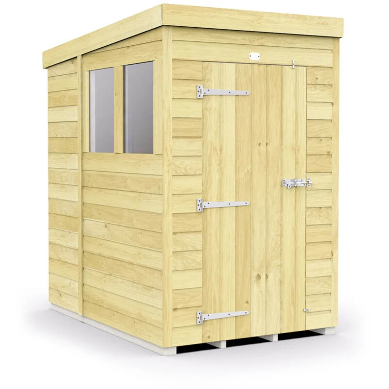 Image of Flat Pack Sheds DIY Sheds 6 x 4 Pent Shed, Brown 6X4PFF