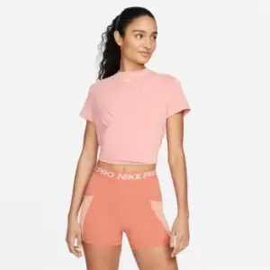 Image of Nike Dri-FIT One Luxe Womens Twist Standard Fit Short-Sleeve Top - Pink