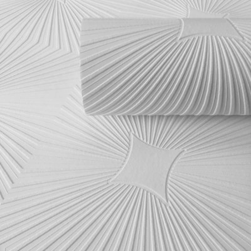Image of As Creation Blown Vinyl Starburst Geometric White Wallpaper 6639-17