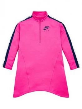 Image of Nike Sportswear Air Older Girls 1/2 Zip Dress - Pink, Size XS, 6-8 Years, Women