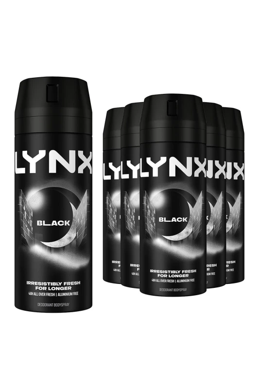 Image of Lynx 'Body Spray' Black High Definition Deo for Men, 6x150ml Black male