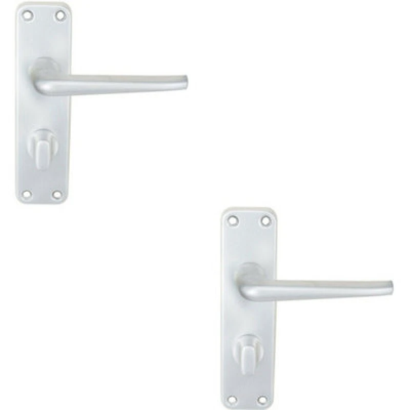 Image of Loops 2x PAIR Straight Tapered Lever on Bathroom Blackplate 152 x 41mm Satin Aluminium Black