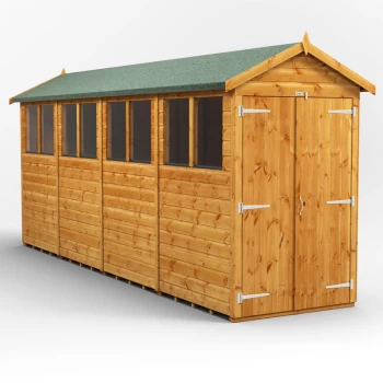 Image of 16x4 Power Apex Double Door Garden Shed - Brown