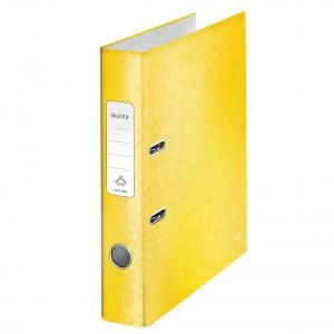 Image of Leitz 180° WOW Laminated Lever Arch File. 50 mm. A4. Yellow. -