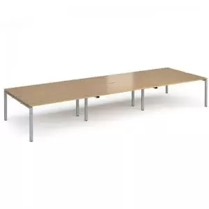 Image of Adapt triple back to back desks 4800mm x 1600mm - silver frame and oak