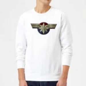 Image of Captain Marvel Chest Emblem Sweatshirt - White - XXL
